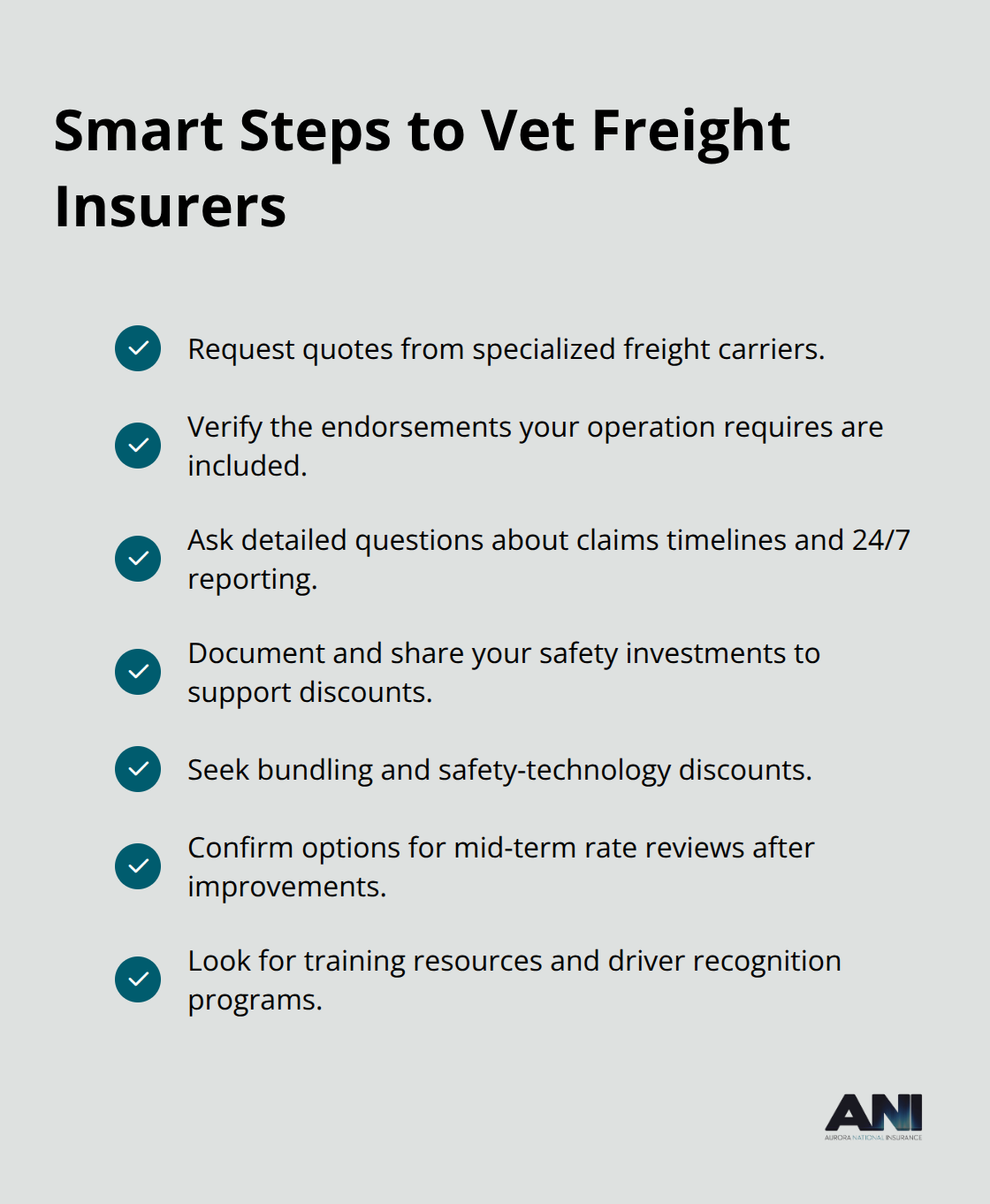 Checklist to evaluate specialized freight insurance carriers - Freight carrier auto insurance