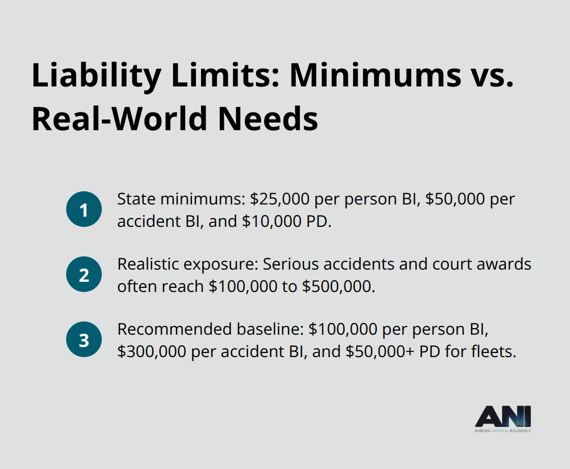 Comparison of Washington's state minimum auto liability limits with recommended higher limits for fleets - Washington fleet auto insurance